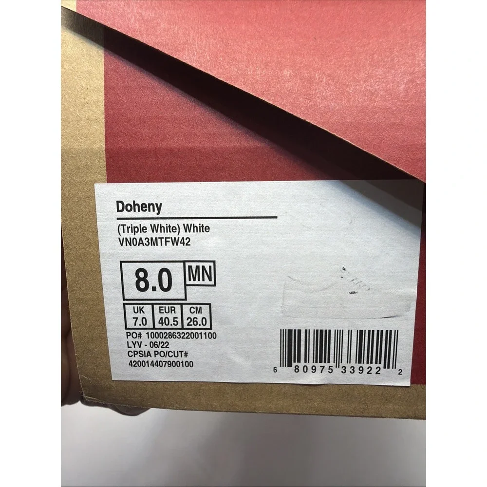 -NEW Vans Sneaker Skate Shoe Lace Up Canvas White Men's Size 8‎